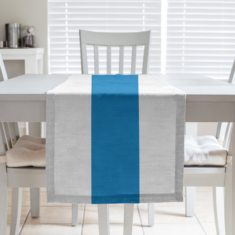 Chemin de table basket Oklahoma City, L 72 po x l 16 po, Blanc, bleu, jaune, Sergé de coton