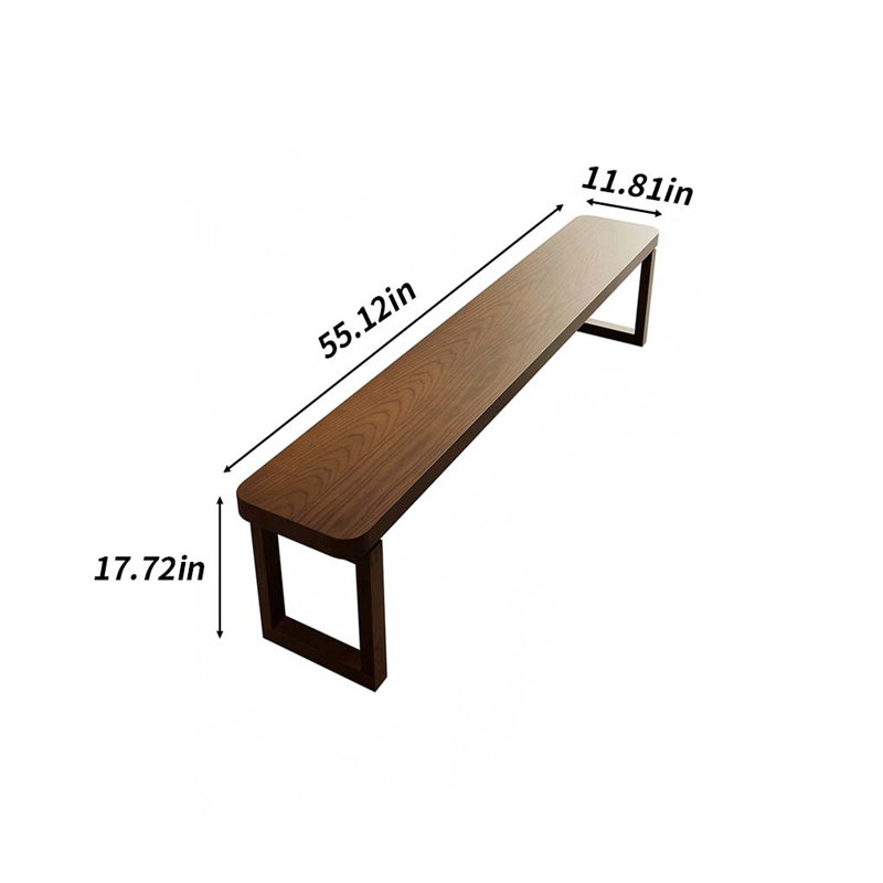 Banc en bois massif brun, H 17,72 po x l 55,12 po x P 11,81 po
