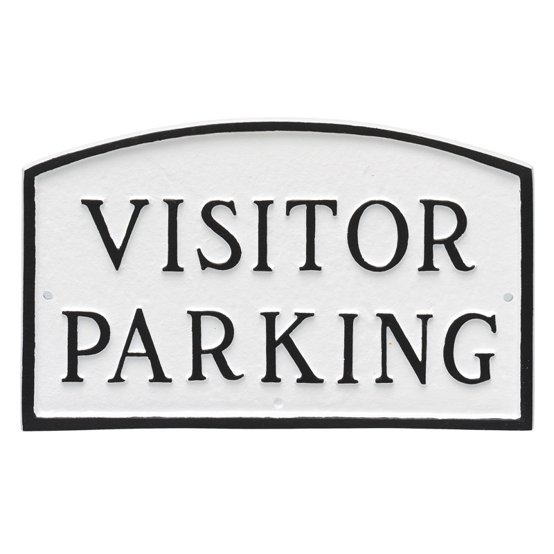 Visitor Parking Statement Garden Plaque, White/Black, 5.5" H x 9" W x 0.25" D