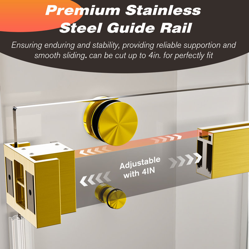 68"-72"W x 76"H Frameless Double Sliding Shower Door with 3/8" SGCC Tempered Glass, 304 Stainless Steel Hardware
