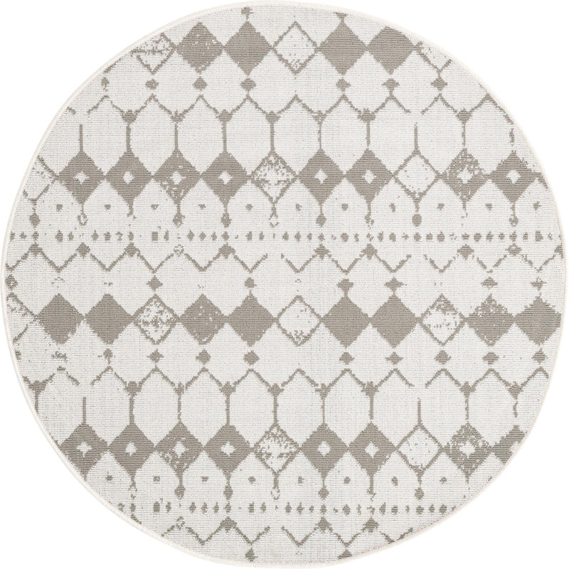 Geometric Indoor / Outdoor Rug, Round 4'