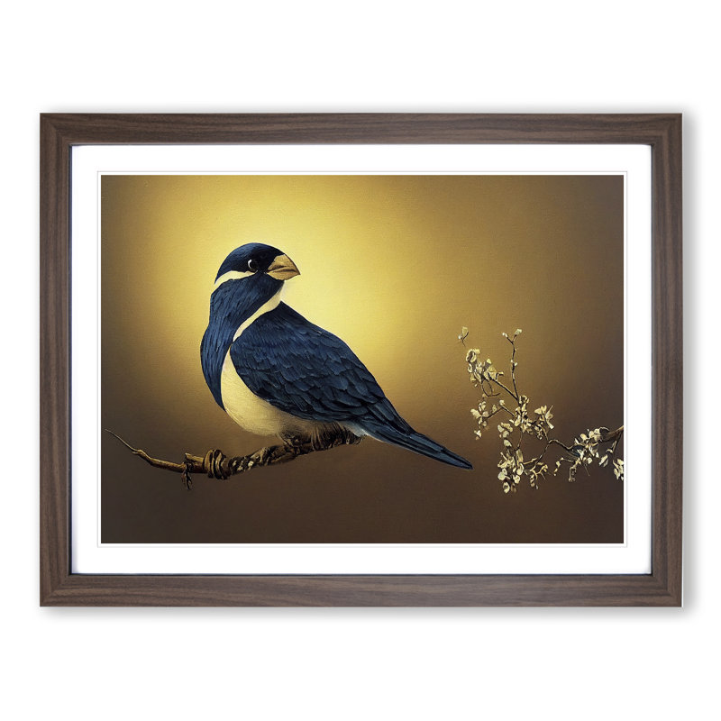 Contemporary Bird - Framed Print, 34cm H x 46cm W x 2cm D, Walnut