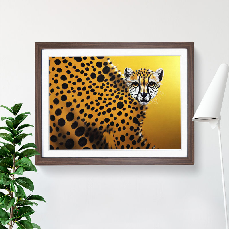 XH1022-6073X Modern Cheetah Abstract - Single Picture Frame Print, 46cm H x 64cm W, Walnut