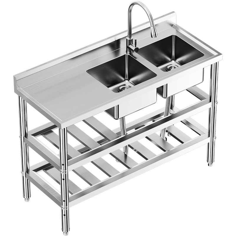 304 Stainless Steel Utility Sink with Workbench