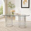 Table de salle à manger 71 "ovale en verre avec base double colonne-1264343154