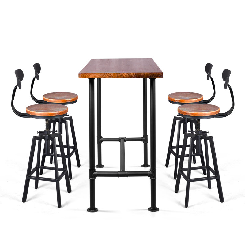 Ensemble de salle à manger à hauteur de bar 4 personnes Anoeska, Brun pâle