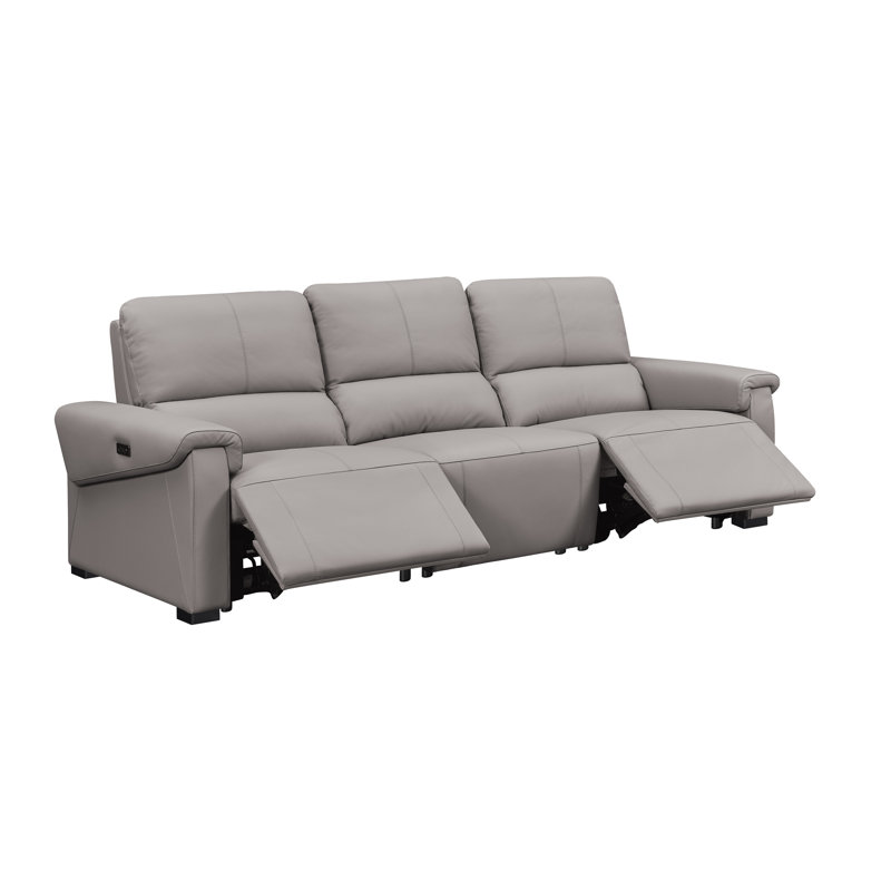 Canapé inclinable électrique en cuir fleur Ethan, Beige