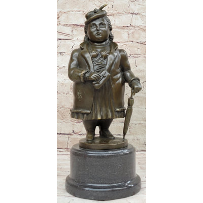 Thaily Woman With Umbrella Abstract Bronze Sculpture Statue Art Fernando Botero