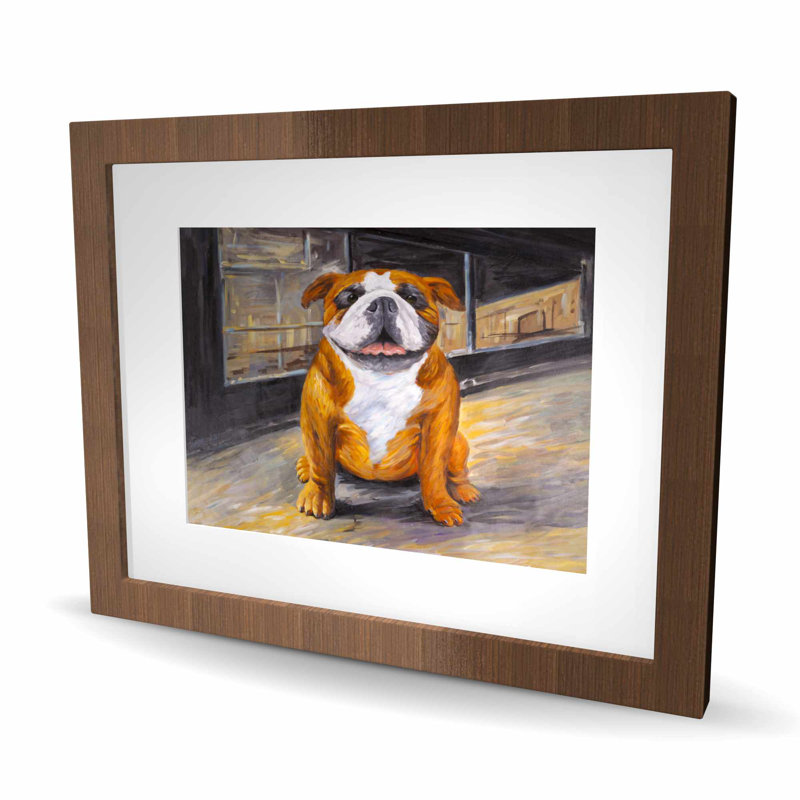 Sourire de bouledogue - reproduction mat brun encadré contemporain