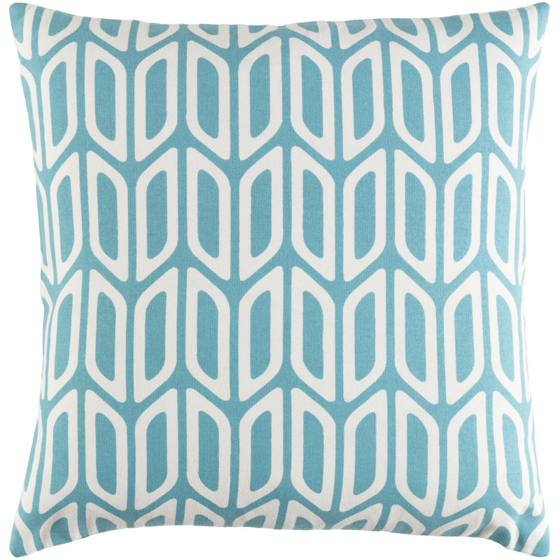 Trudy Geometric Square Cotton Pillow Cover, Orange/ White, Pillow Cover Only - No Insert