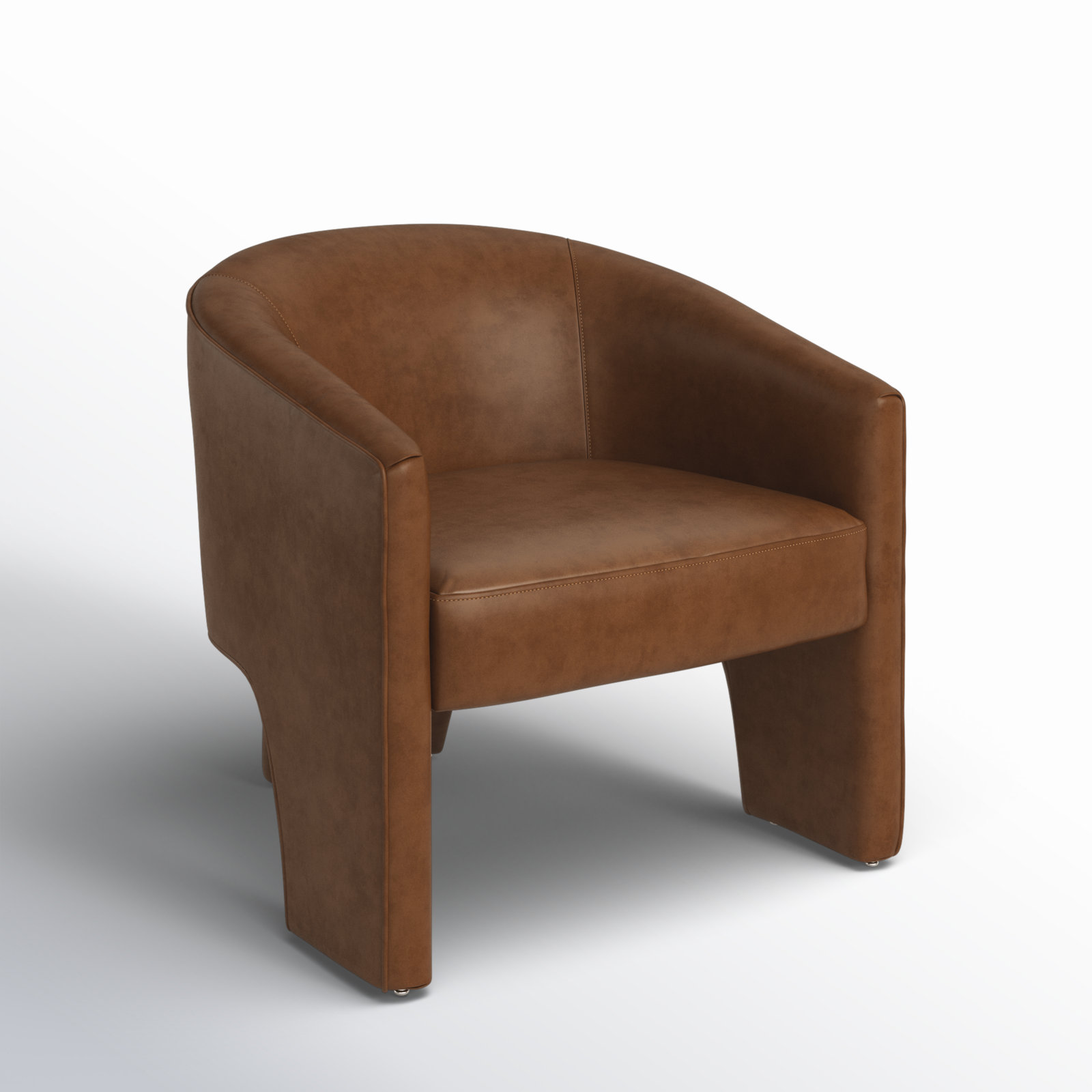 Brayson Genuine Leather Barrel Chair, Heirloom Sienna