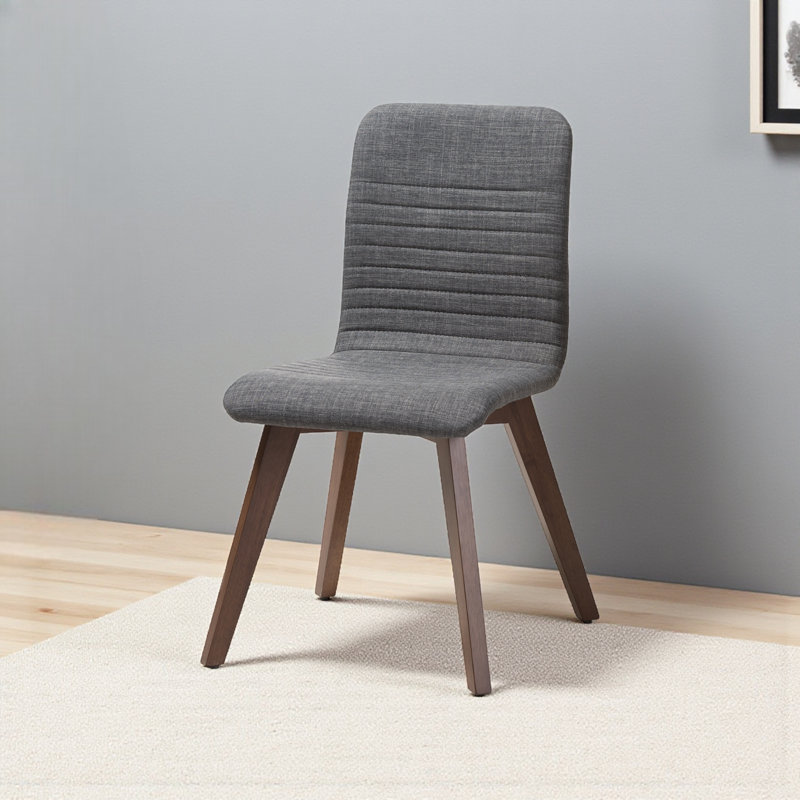 Ensemble de salle à manger 5 pièces Kamjeet en tissu de bois de noyer gris, H 29,53 po x l 59,06 po x P 35,43 po, Gris foncé