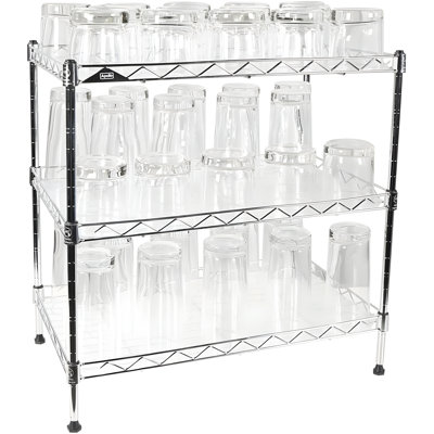 3-Tier Chrome Wire Shelving Unit With Adjustable Leveling Feet And Clear Shelf Liners, NSF Certified, Corrosion Resistant, Heavy Duty Storage Solution