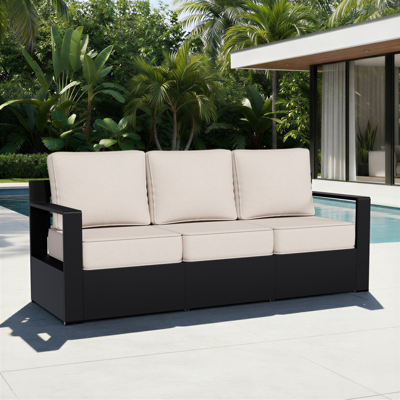 Canapé d'extérieur en aluminium 3 places Oneita, Beige