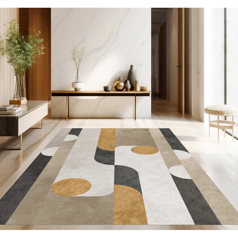 Apalachin Vinyl Machine Printed Area Rug, Rectangle 4'4.4" x 6'6.7"