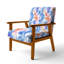 Chaise d'appoint French Country - Fauteuil bleu à motif cachemire Petal Curl-1266825933