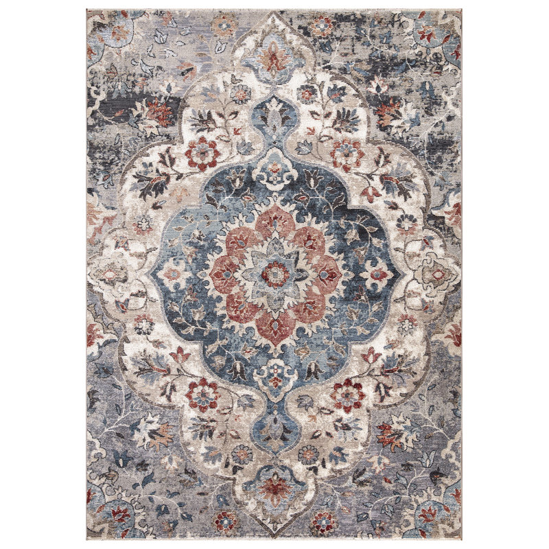 Blue Moroccan No Distressing Multi Antique Aesthetic Area Rug, Rectangle 5'3" x 7'3"
