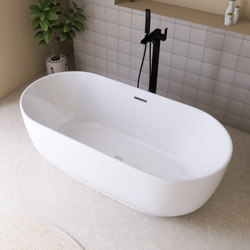 67'' Acrylic Freestanding Soaking Bathtub In Glossy White