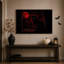 Art mural sur toile, "Chat noir à lune rouge"-356134496