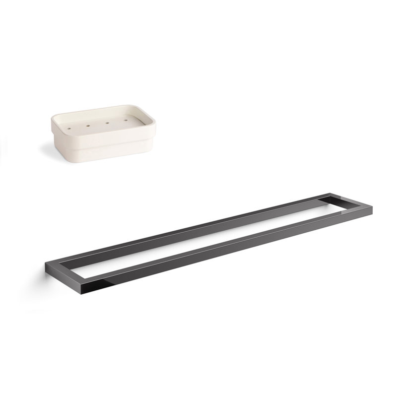 Ensemble de quincaillerie de salle de bain 2 pièces Gerla, Noir chromé