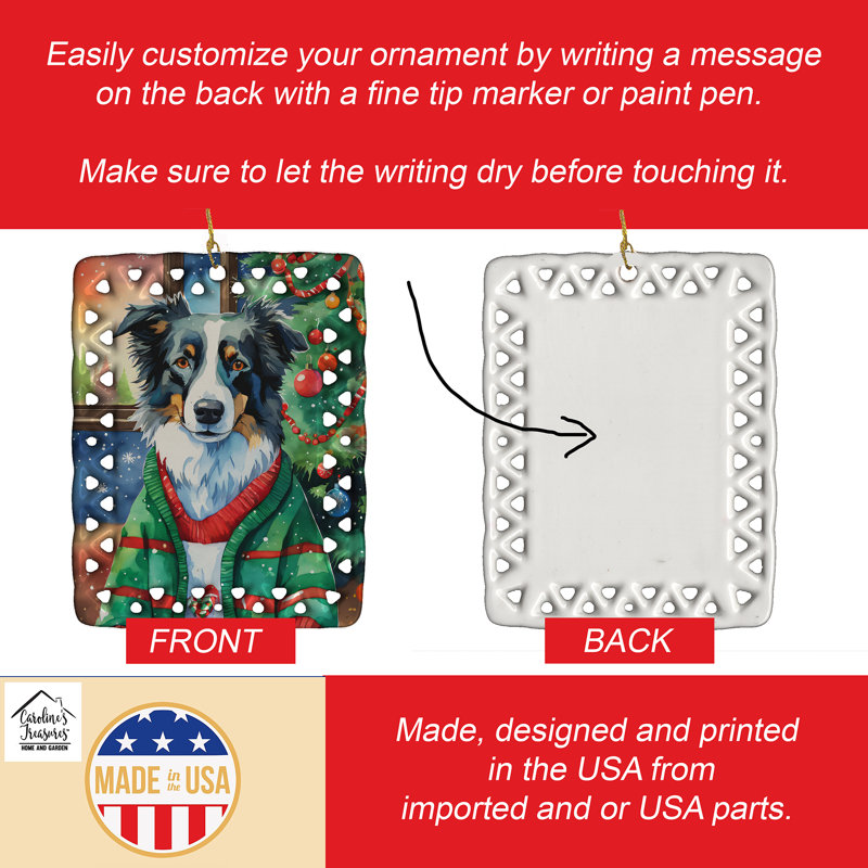 Ornement en porcelaine Border Collie, Border collie 3378