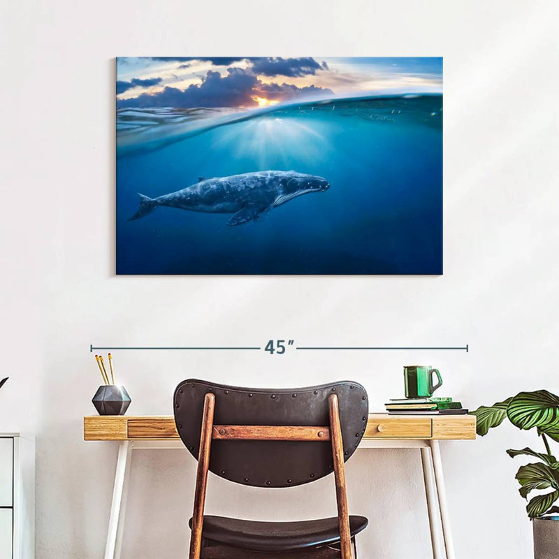 Brampt Blue Ocean Whale, 26" H x 39" W