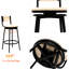 Tabouret de bar pivotant blanc crème, 2 pièces, structure en métal et assise en corde de papier, confortable pour une longue séance, comptoir 2 pièces pour salon avec surface d'érosion, îlot de cuisine tissé à la main-754708423
