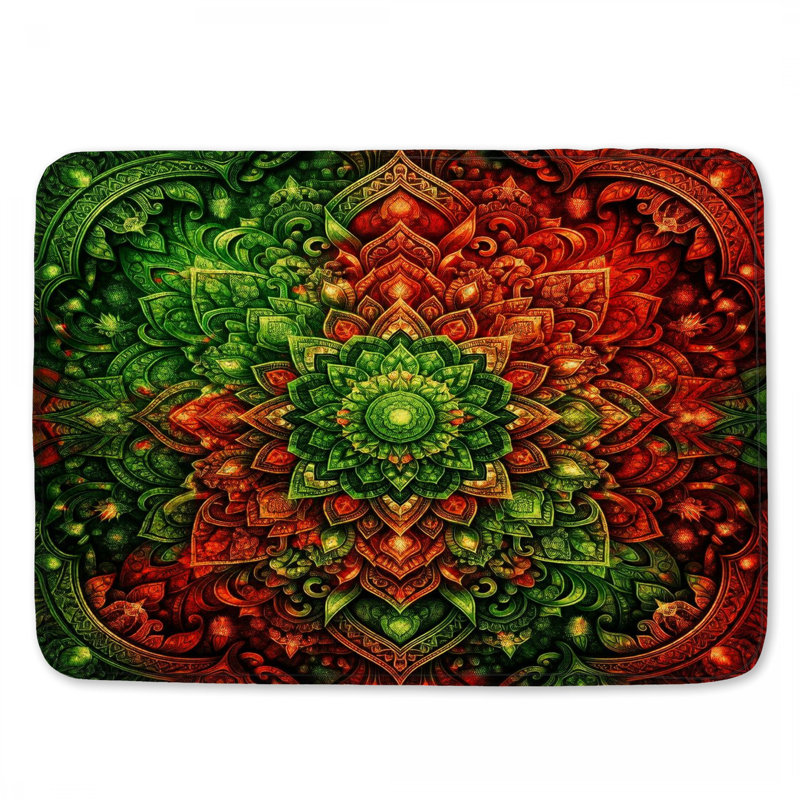Tapis de bain complexe à motif mandala, 34 po L x 21 po L