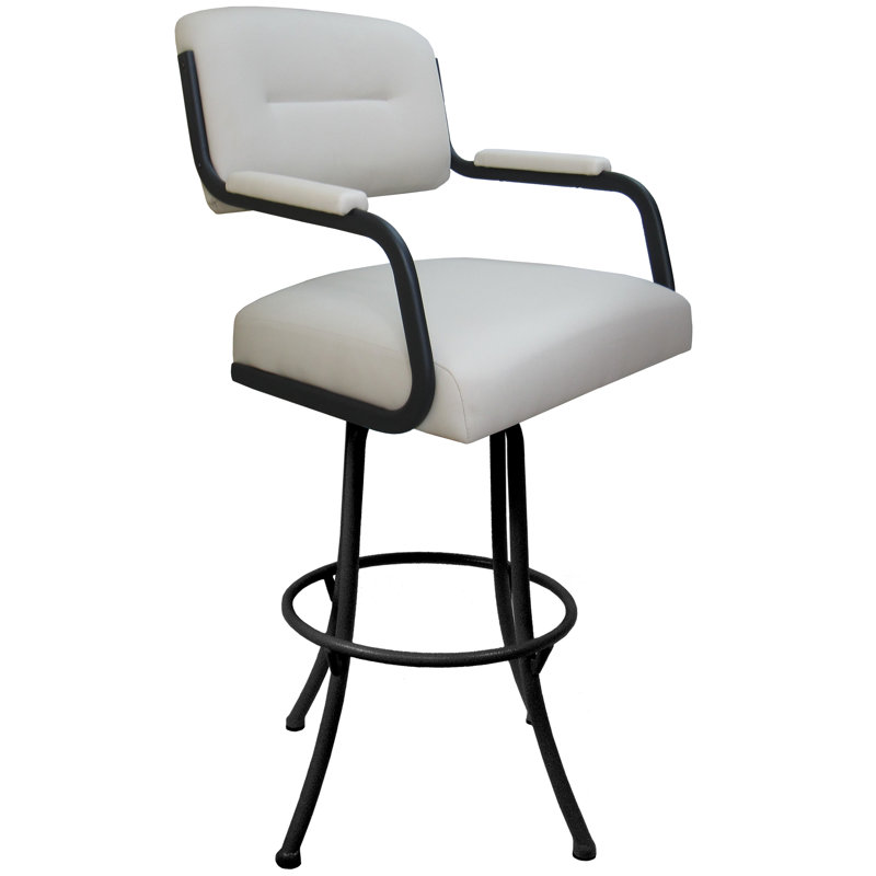 Kiaci Swivel Stool, Gray, Bar Stool (30" Seat Height)