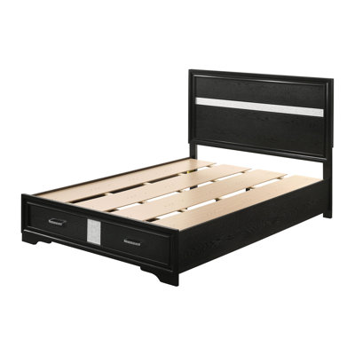 Wood Full Storage Panel Bed Black