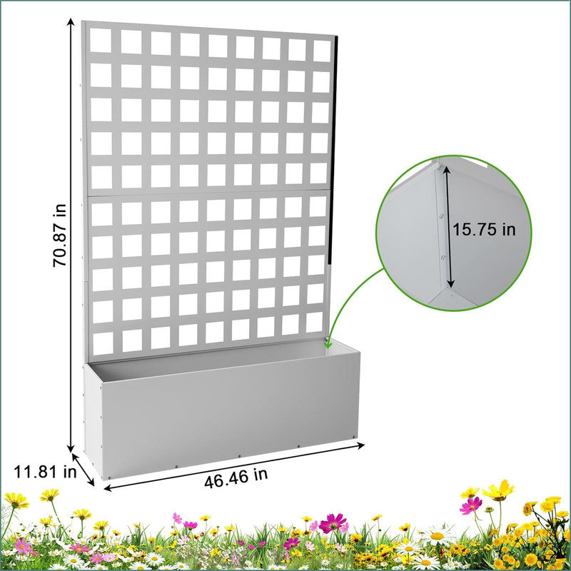Metal Raised Garden Bed, White