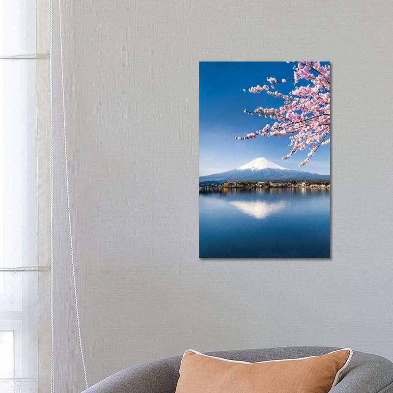 Cherry Blossom And Mount Fuji At Lake Kawaguchiko, Japan by Jan Becke - Wrapped Canvas Print
