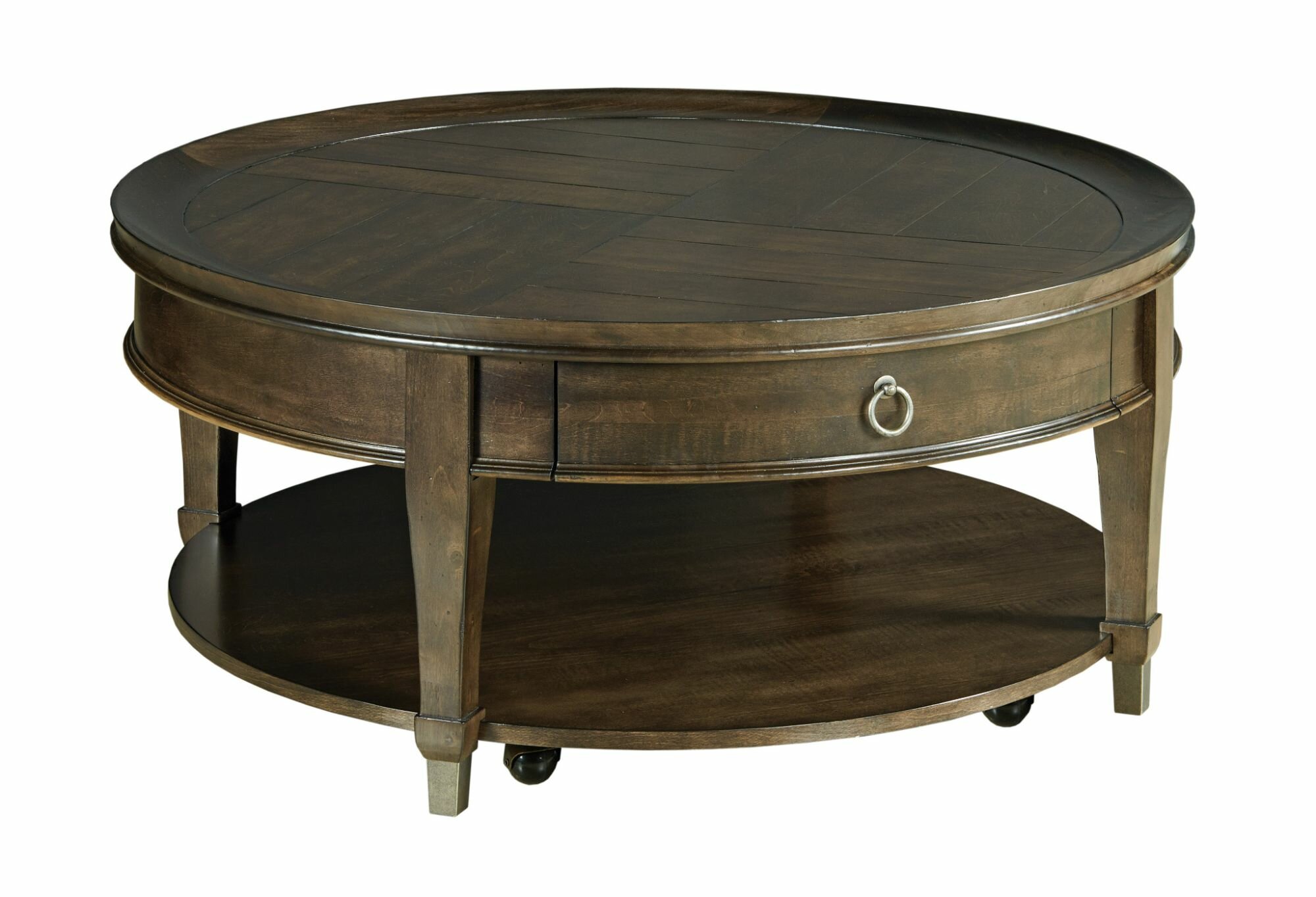 Round floor deals shelf coffee table