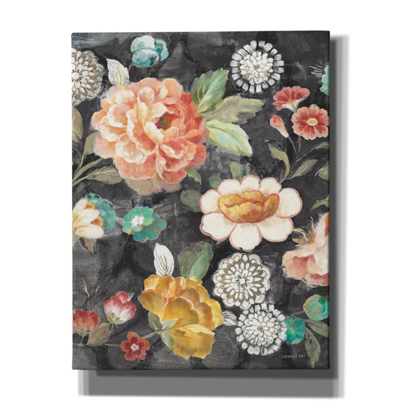 «Garden Of Delight Black 2» par Danhui Nai, art mural sur toile, H 34 po x l 26 po