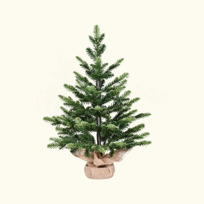 Full PE Tabletop Christmas Tree With 230 Tips, Realistic Green Mini Tree With Plastic Cement-Filled Base – Small Desktop Holiday Decor For Home, Office, Dorm, Entryway