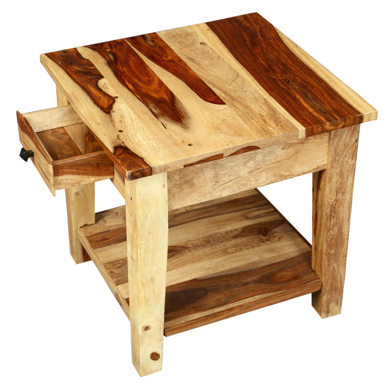 Table de bout en bois massif avec rangement Traci