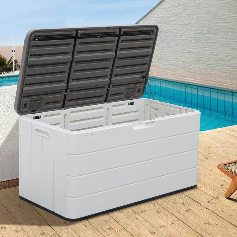 Outdoor 45.7'' W Water Resistant Plastic Lockable Deck Box, White
