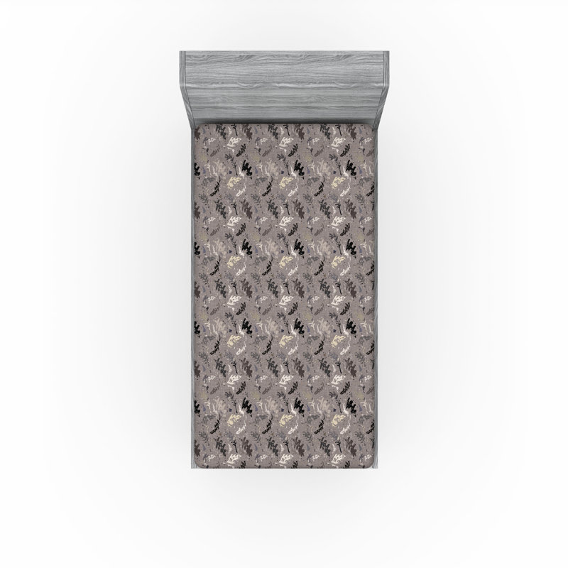 Drap-housse à motif de feuilles Ambesonne, Drap-housse de taille simple