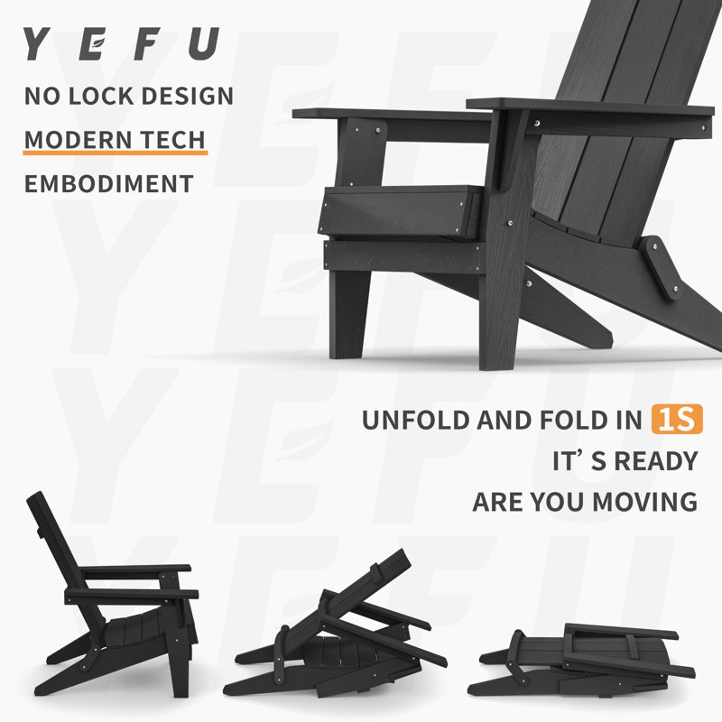 Westway Foldable Outdoor Adirondack Chair, Black