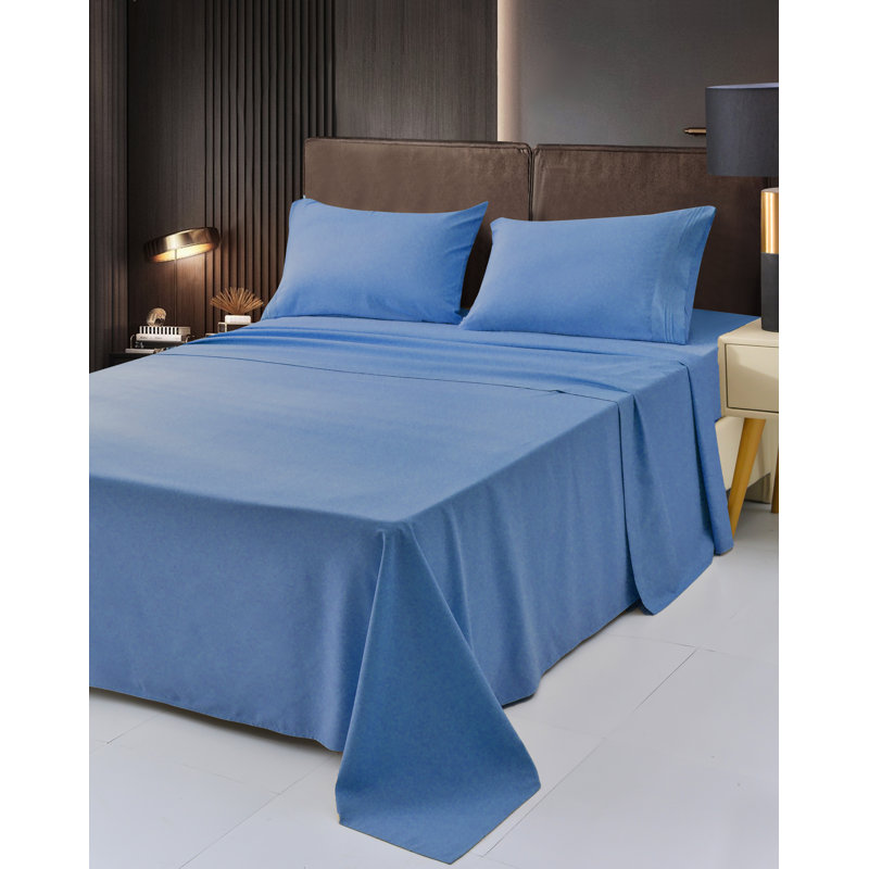 Ensemble de draps 1800 en rayonne de bambou, Grand, Bleu