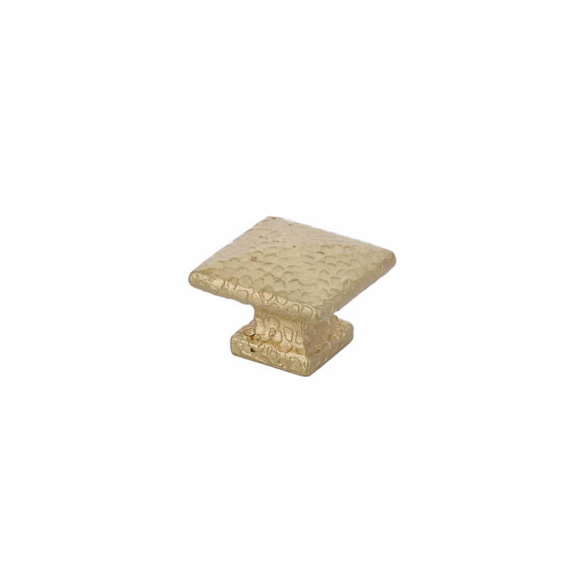 Dimpled Square Knob, Unlacquered Brass, 1.25''