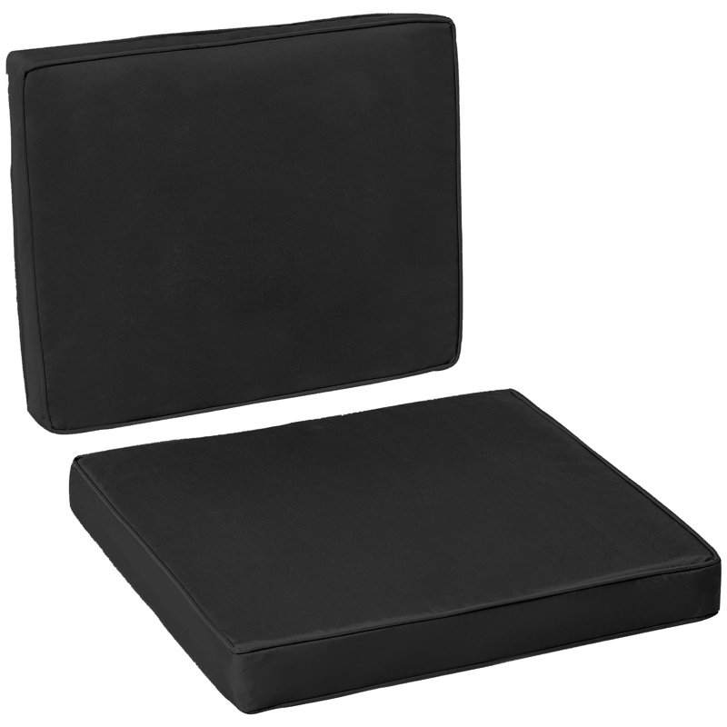 Outsunny 2-Piece Garden Seat and Back Cushion Set, Black