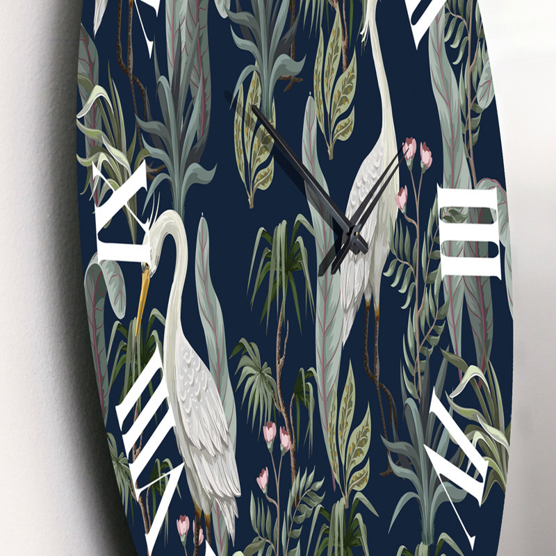 Chinoiserie avec oiseaux et pivoines VII - Horloge murale traditionnelle, Moyenne
