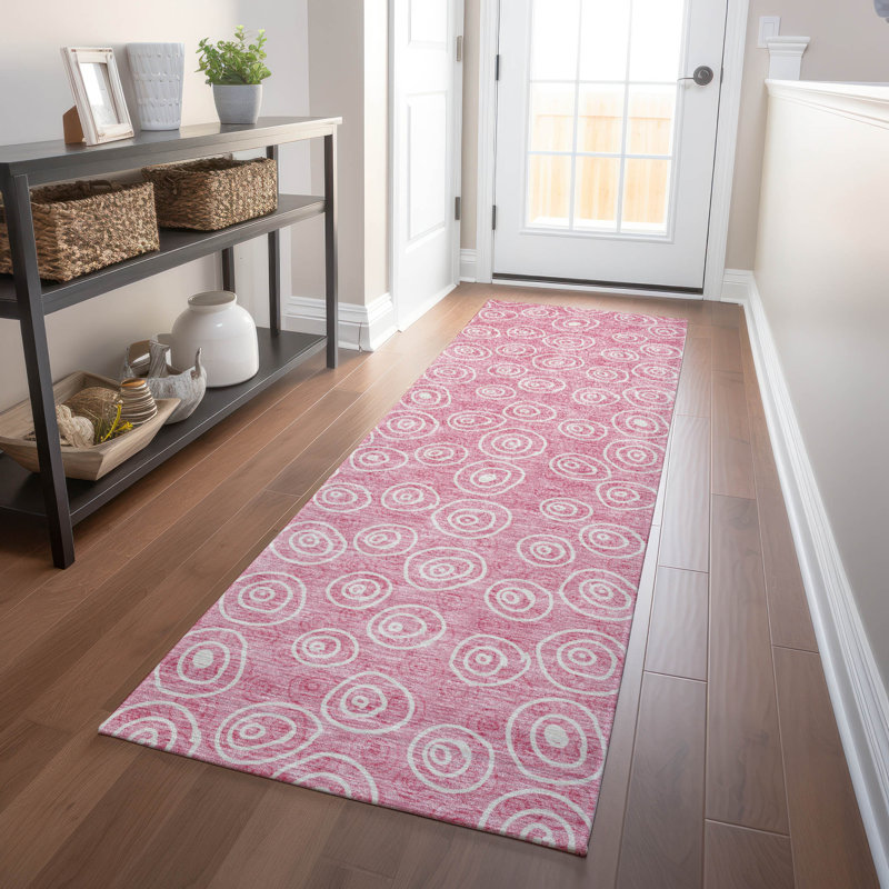 Premium Machine Washable Prisco Pink Rug, Runner 2'3" x 7'6"