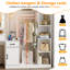 Meuble-lavabo blanc avec miroir et lumières, station de charge, support à vêtements pour chambre à coucher