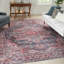 Tapis oriental bleu / rouge brique lavable à la machine-1496007630