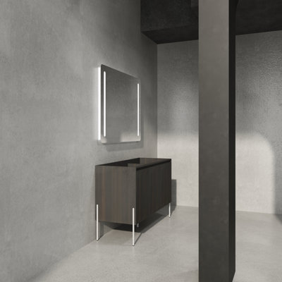 46 7/8" Dark Wood Bathroom Storage Cabinet - Divided Interior, Soft-Closing Doors & Metal Legs(No Sink)