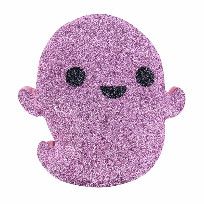 Friendly Ghost Shaped Rhinestone Pillow, Pink