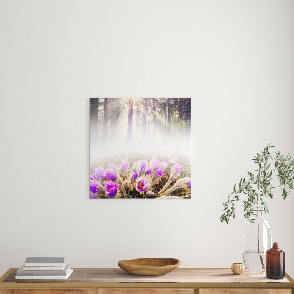 Blühende lila Blumen Fotokunstdruck auf Leinwand