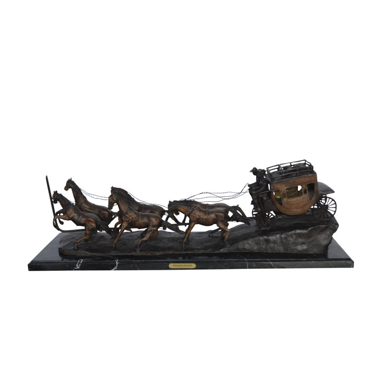 Sculpture moderne exquise en bronze Charles Marion Russell sur base de marbre, l 38 po x l 10 po x H 12 po